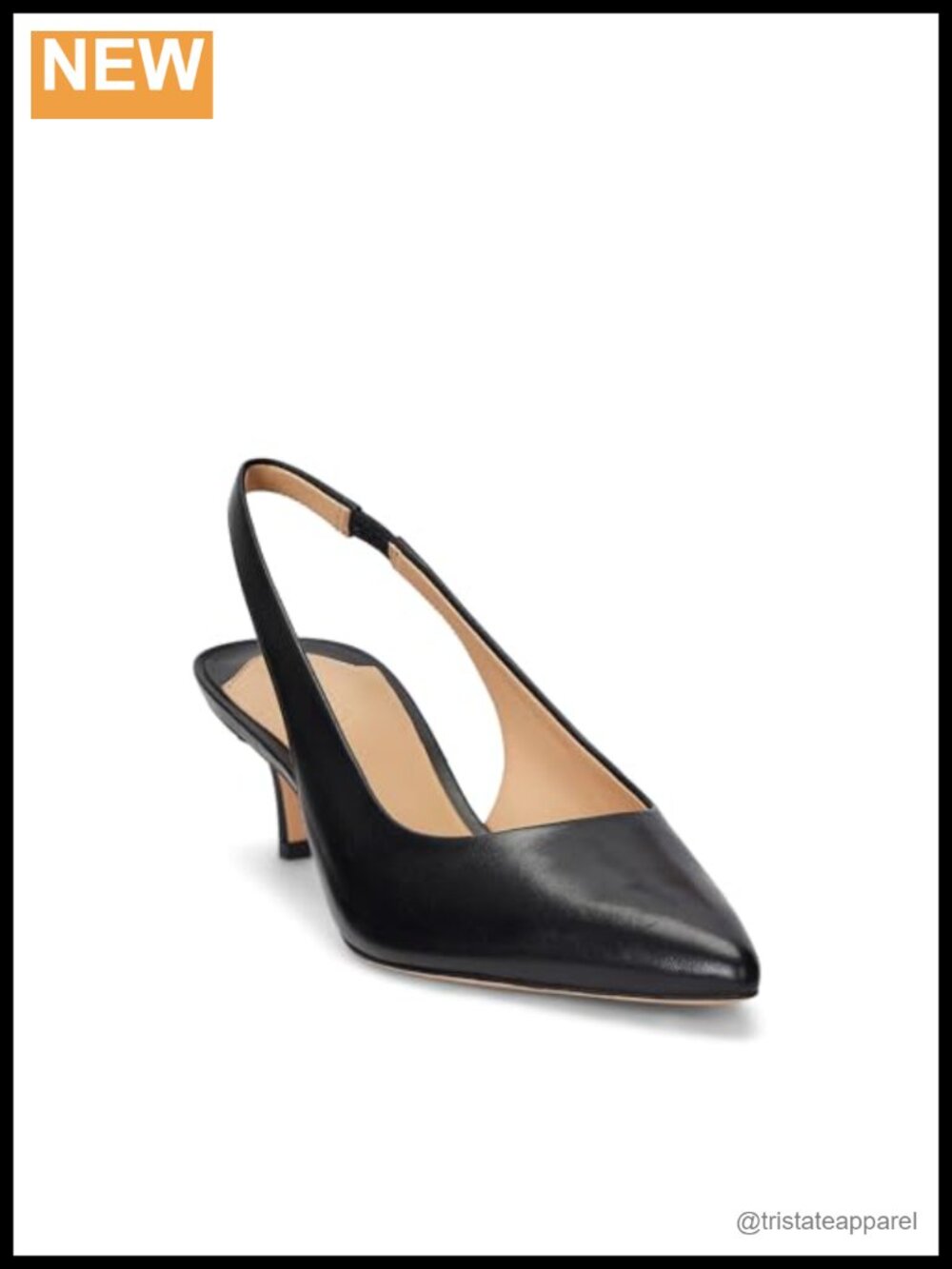 Burnished Leather Slingback Pump Pointed Toe Kitten Heel